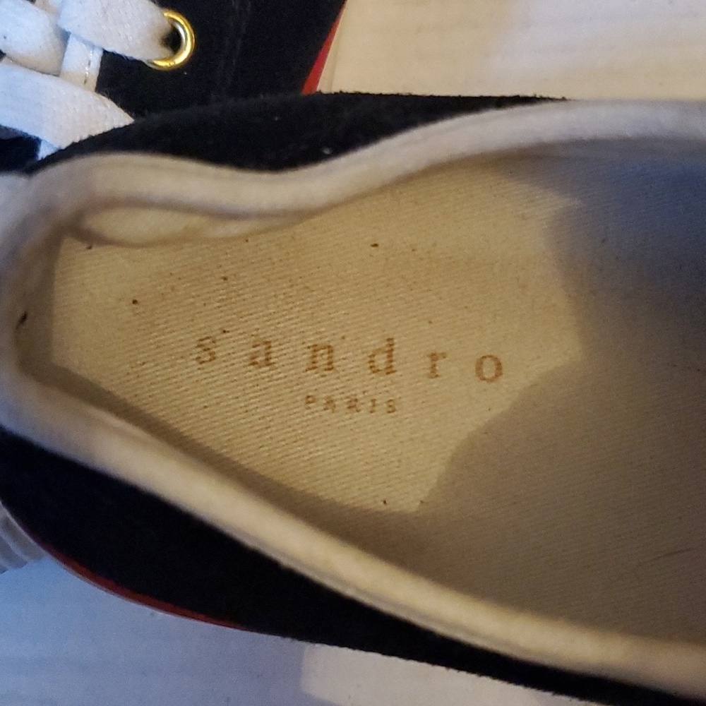 Sandro Women's Black Anouk Suede Sneakers sz 7 - Picture 10 of 11
